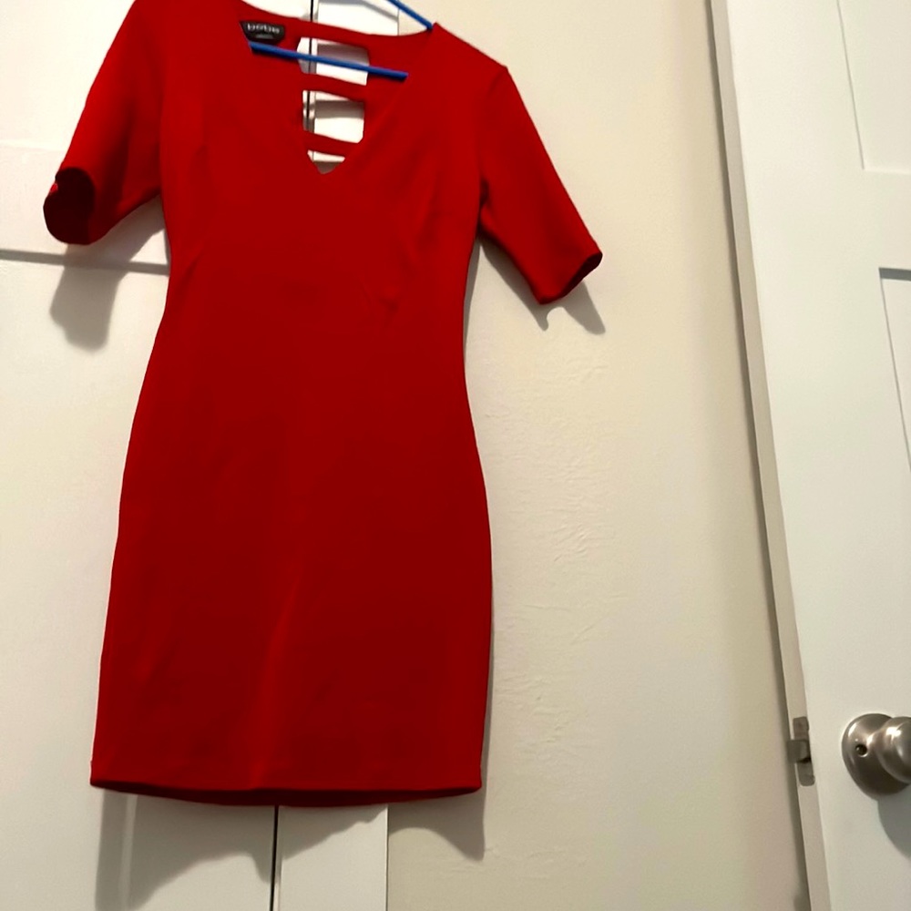 Red fitted Bebe mini dress